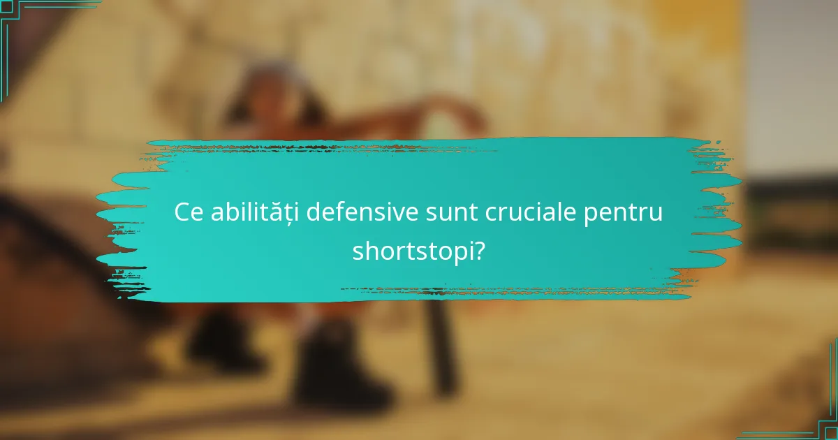 Ce abilități defensive sunt cruciale pentru shortstopi?