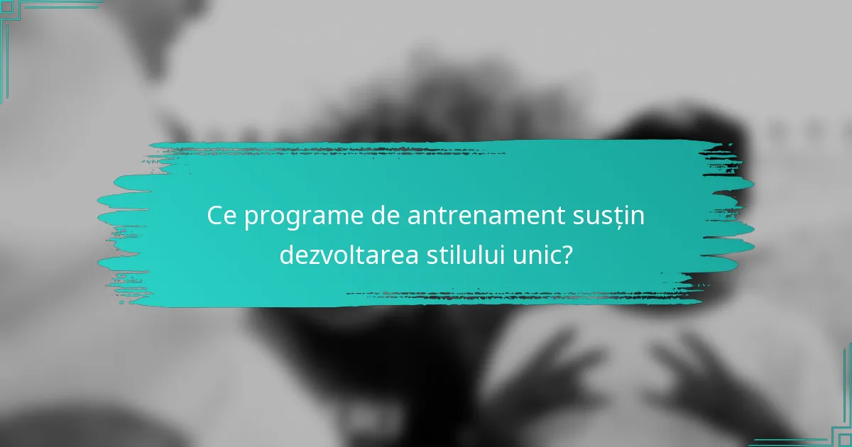 Ce programe de antrenament susțin dezvoltarea stilului unic?
